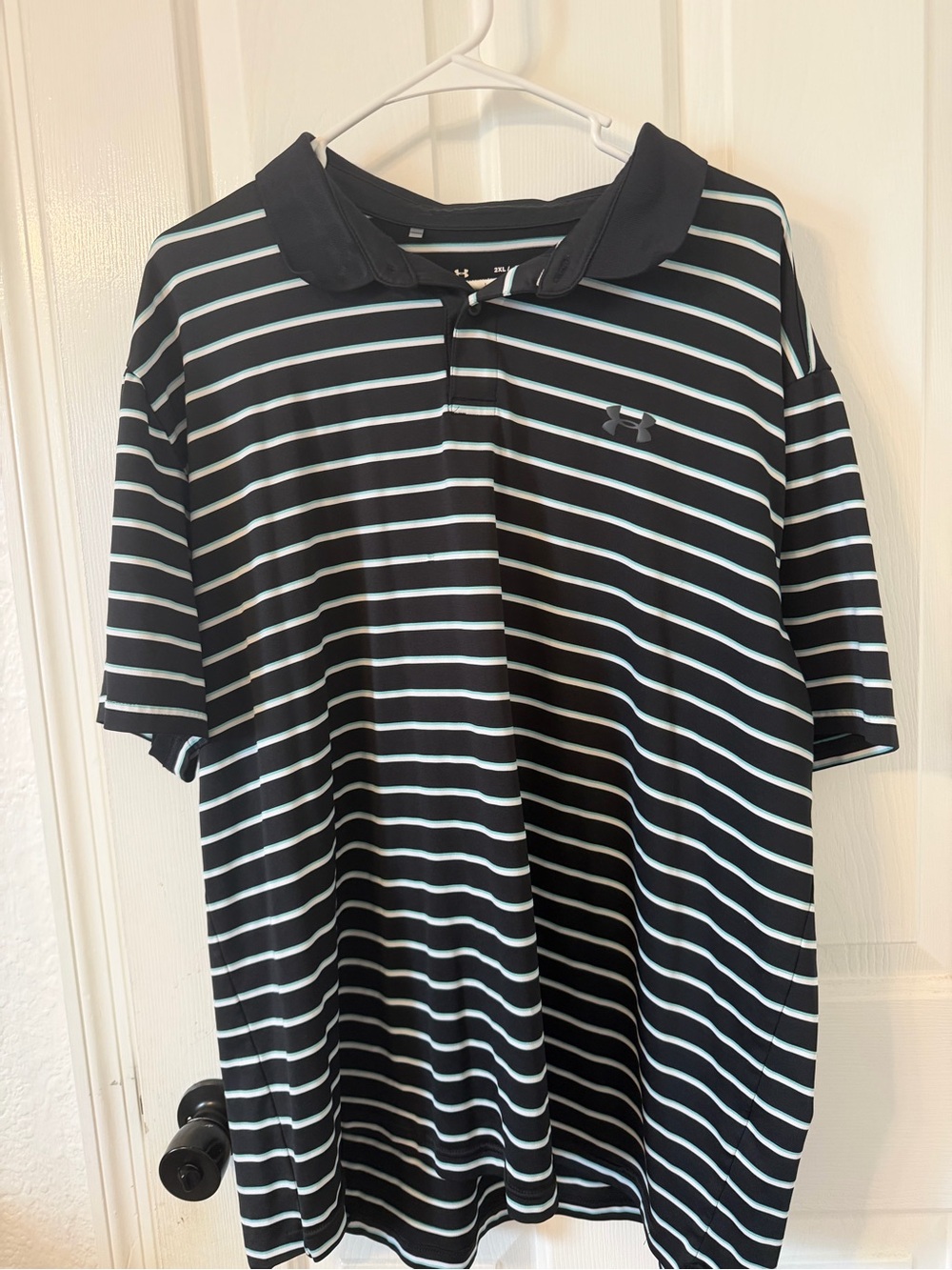 Under Armour Men’s Black Polo with White Stripes
